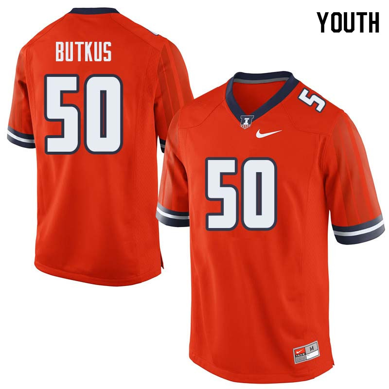 Youth #50 Dick Butkus Illinois Fighting Illini College Football Jerseys Sale-Orange